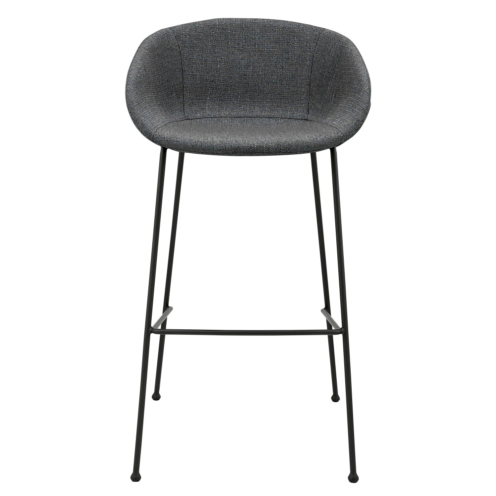 EURO STYLE, INC. 30495GRYBLU Eurostyle Zach-B Fabric Bar Stools, Matte Black/Gray-Blue, Set Of 2 Stools