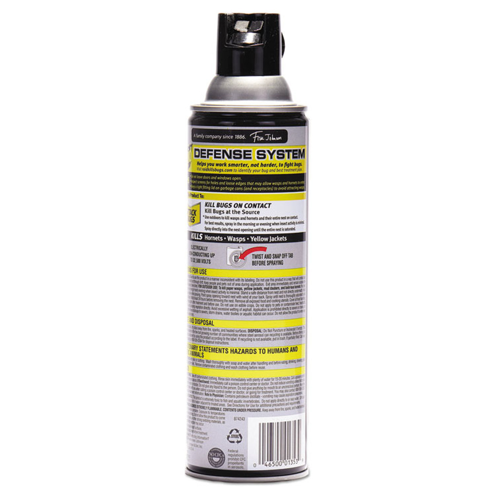 SC JOHNSON Raid® 668006 Wasp and Hornet Killer, 14 oz Aerosol Spray, 12/Carton