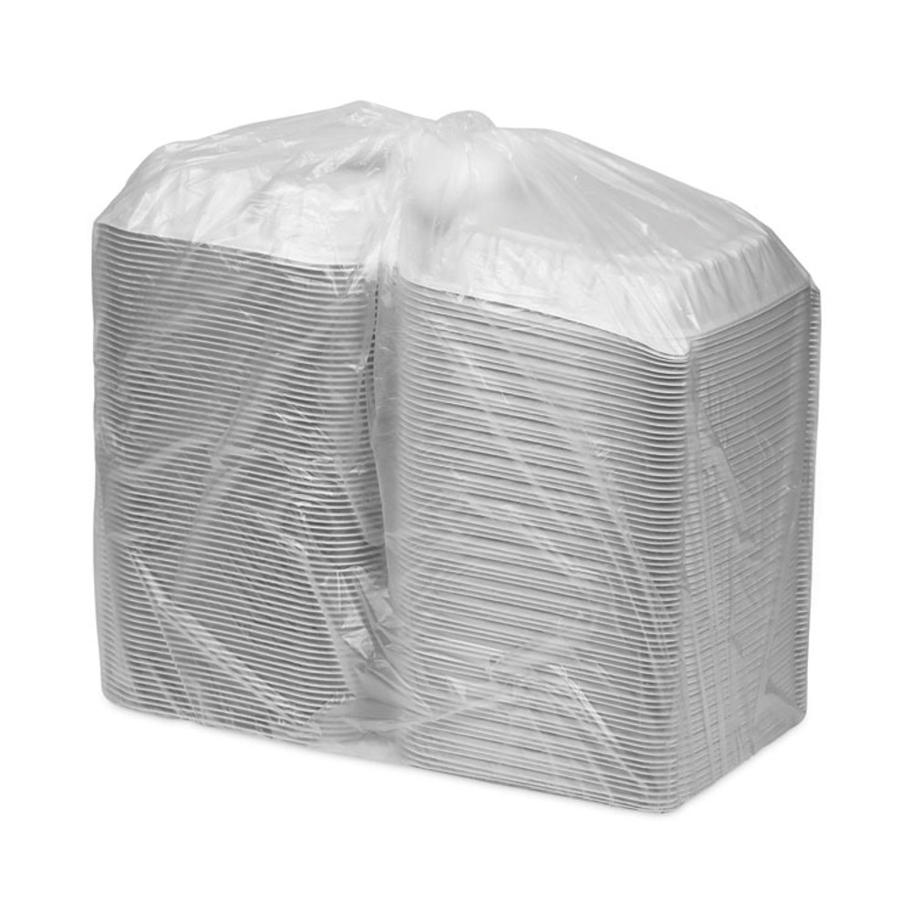 PACTIV EVERGREEN CORPORATION YCNW0853 EarthChoice Vented Microwavable MFPP Hinged Lid Container, 3 Compartments, 8.5 x 8.5 x 3.1, White, Plastic, 146/Carton
