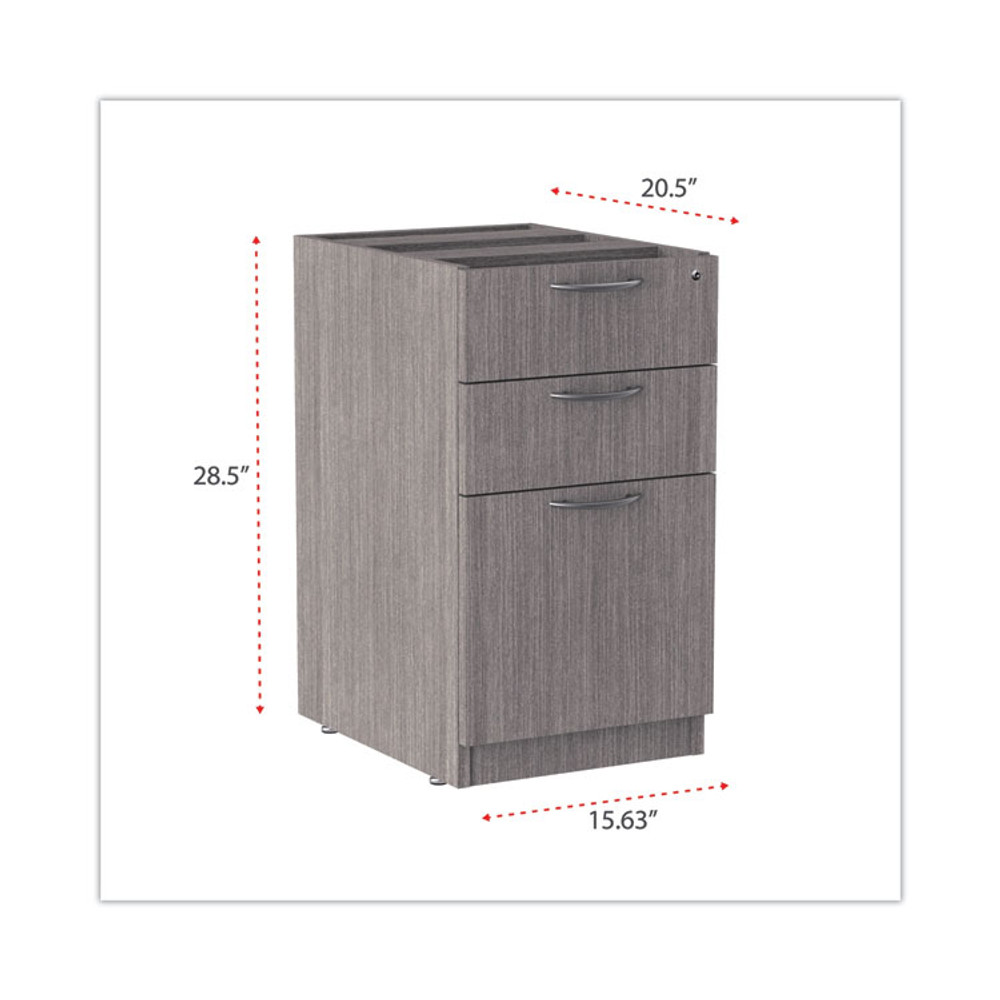 ALERA VA532822GY Alera Valencia Series Full Pedestal File, Left/Right, 3-Drawers: Box/Box/File, Legal/Letter, Gray, 15.63" x 20.5" x 28.5"