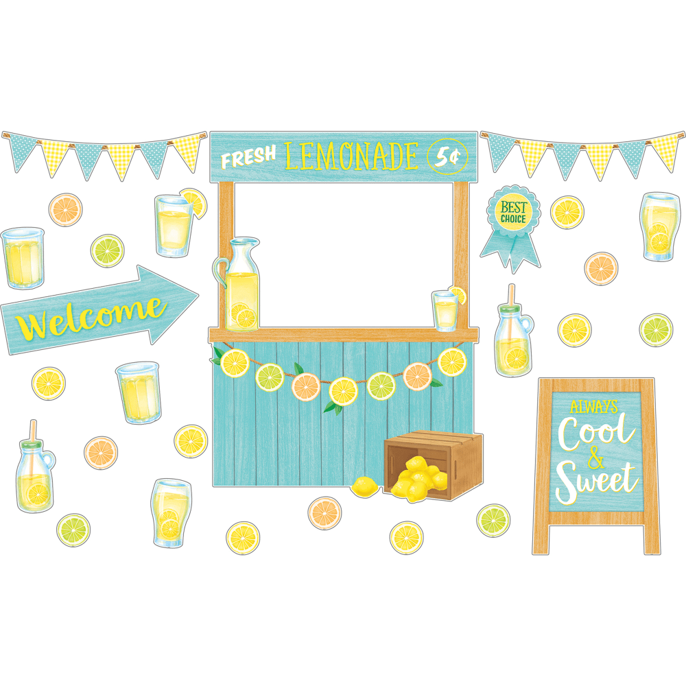 ARTHUR SCHUMAN INC. TCR8491 Teacher Created Resources Lemon Zest Lemonade Stand Bulletin Board Set