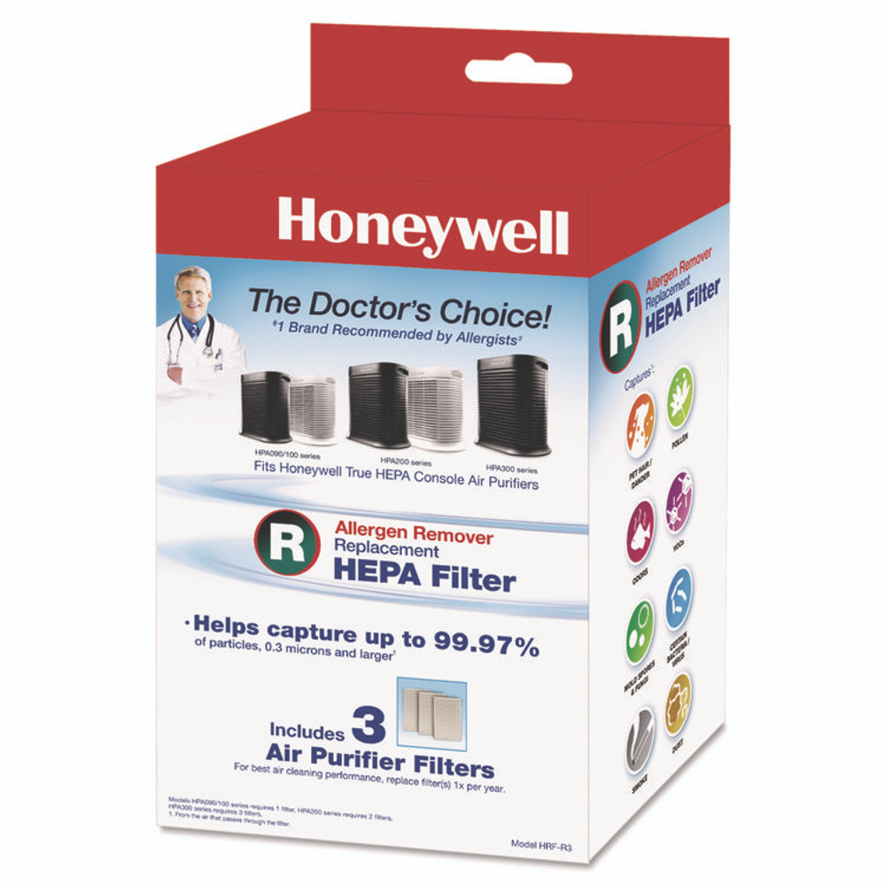 HONEYWELL ENVIRONMENTAL HRFR3 Allergen Remover Replacement HEPA Filters, 6.75 x 10.3, 3/Pack