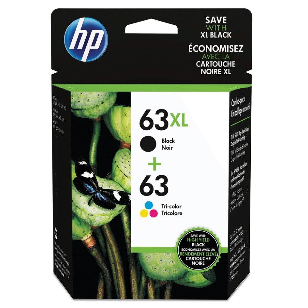 HP INC. L0R48AN#140 HP 63XL Black/63 Tri-Color High-Yield Ink Cartridges, Pack Of 2, L0R48AN