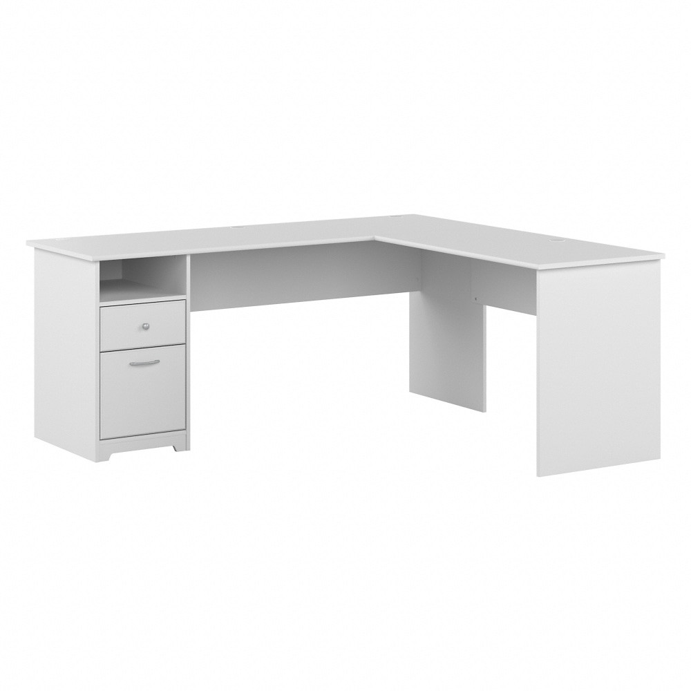 BUSH INDUSTRIES INC. CAB051WHN Bush Business Furniture Cabot 72inW L-Shaped Corner Desk With Drawers, White, Standard Delivery