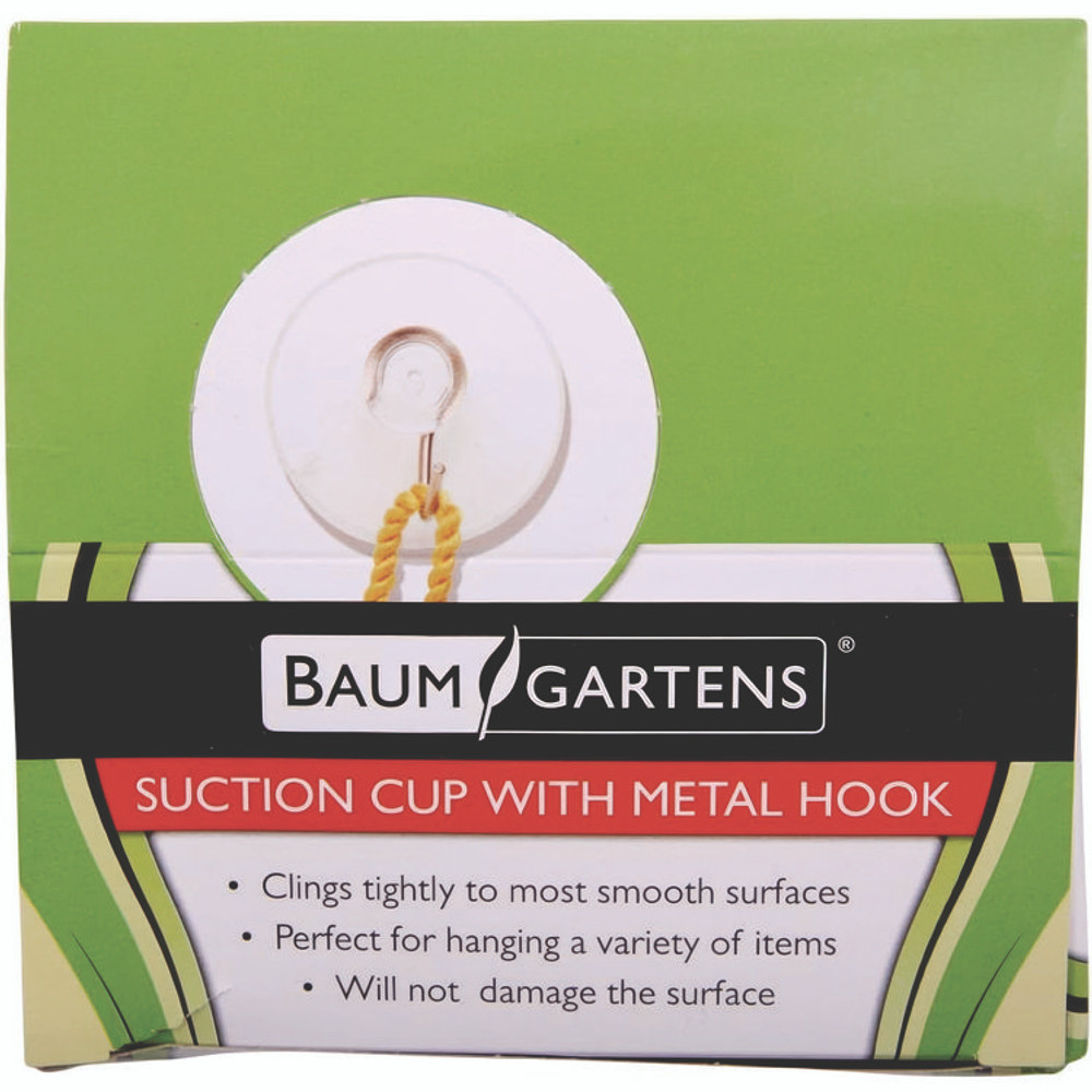 BAUMGARTENS DG4001 Suction Cup with Hook, Metal Silver Hook, 50/Box