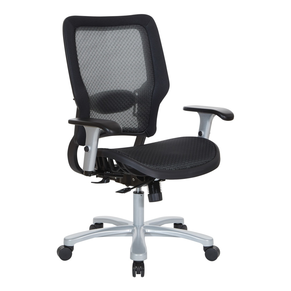 OFFICE STAR PRODUCTS Office Star 63-11A653R  Space Seating 63 Series Ergonomic Air Grid Mid-Back Big And Tall Chair, Black/Silver