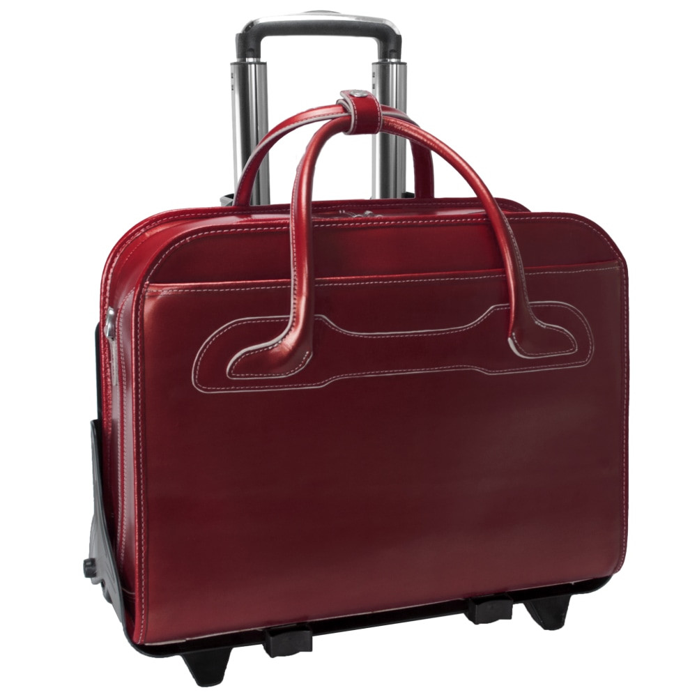 MCKLEIN COMPANY, LLC 94986 McKlein Willow Brook Leather Detachable-Wheeled Briefcase, Red