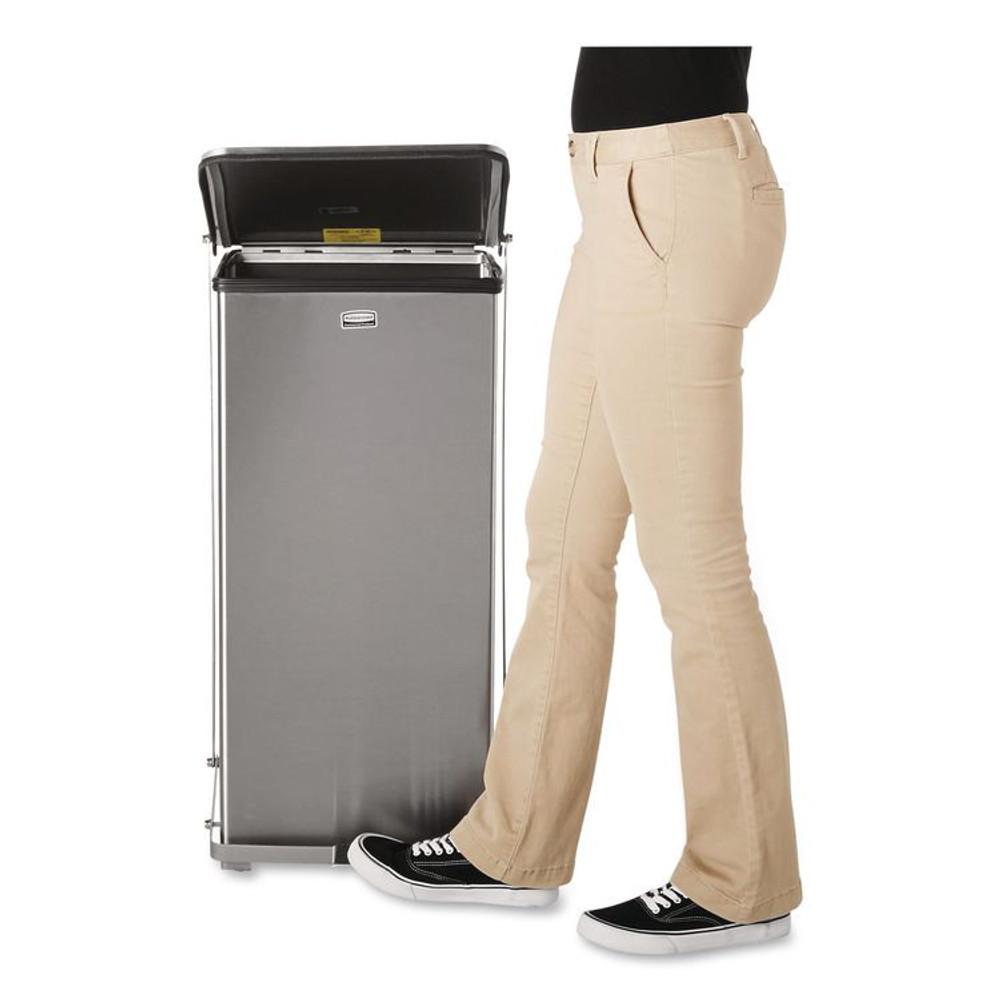 RUBBERMAID COMMERCIAL PROD. ST24SSPL Defenders Heavy-Duty Steel Step Can, 13 gal, Steel, Stainless Steel