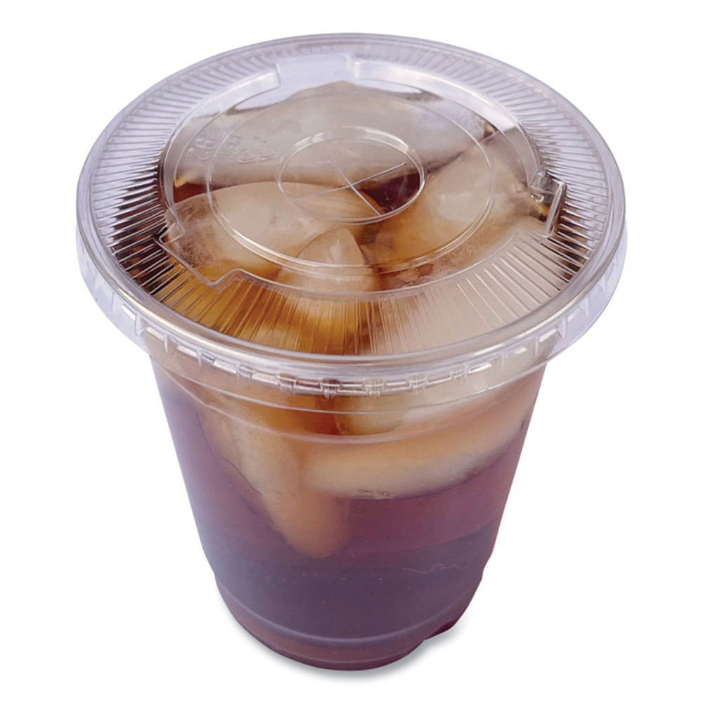 BOARDWALK PET910STRAW Crystal-Clear Cold Cup Straw-Slot Lids, Fits 9 to 10 oz PET Cups, 1,000/Carton