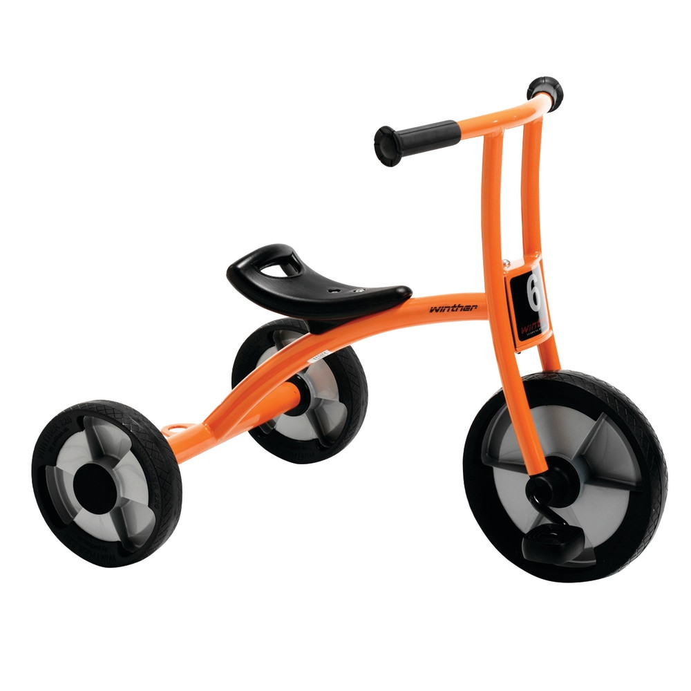 A very popular, robust tricycle suitable for most children. A tricycle is a must on every playground. It stimulates the play of children and develops childrens motor skills.  Built-in steering limiter.  Attractive new design with no sharp edges.  Strong heavy duty tubes ensure maximum strength.  Pedals and spokeless wheels made of polypropylene with solid rubber.  Frame is phosphated and equipped with a strong powder coating.  Develops and improves coordination and motor skills.  Anatomic seat made of weather-resistant polyethylene. No pinch point. Seat height, 13.5 inch.  Assembled: 31inL x 20.5inW x 24.5inH, Wheel Height: 14.5in.  Medium tricycle is ideal for ages 3 to 6.