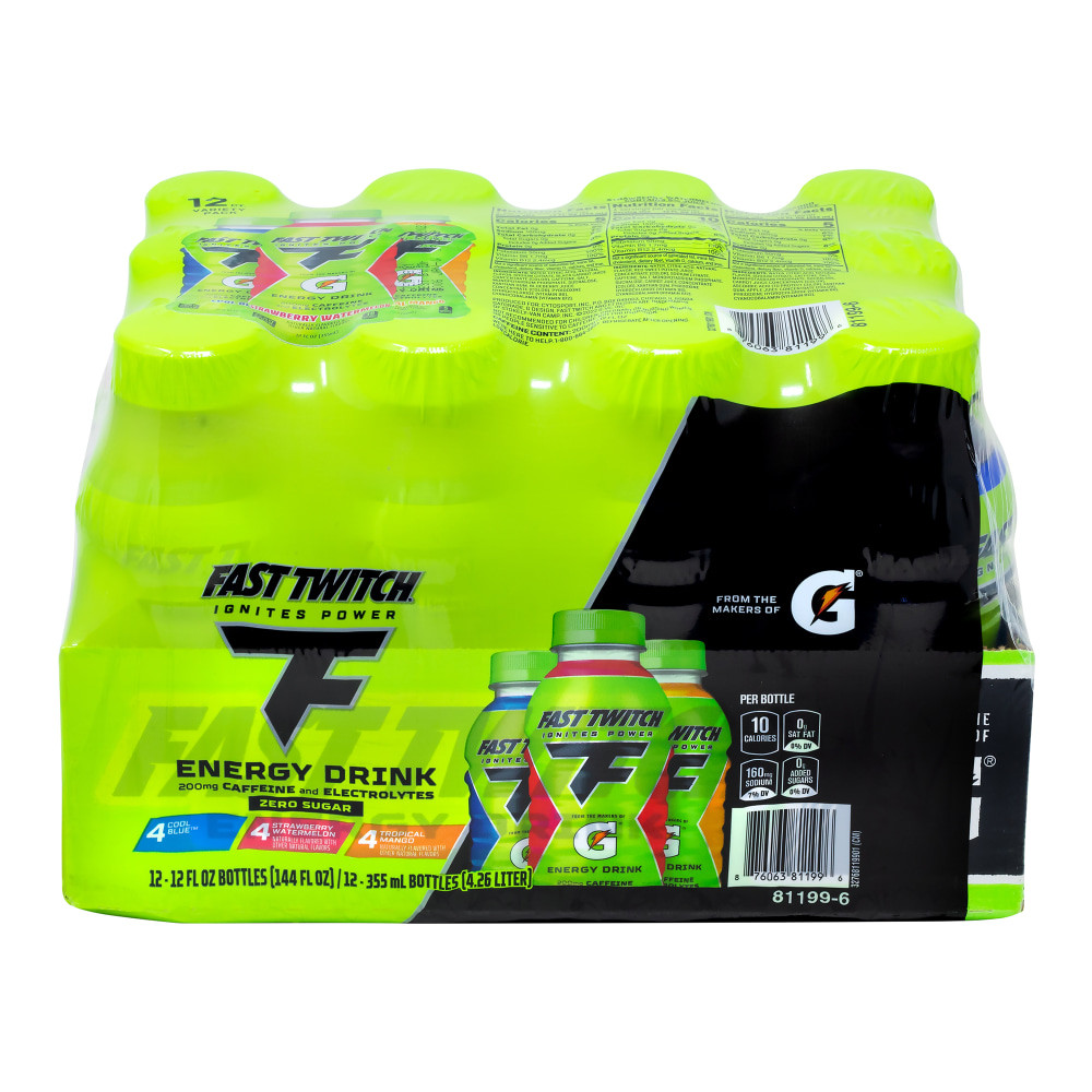 PEPSICO, INC. (HEALTH WARRIOR) 876063811996 Fast Twitch Energy Drink Variety Pack, 12 Oz, Pack Of 12 Bottles