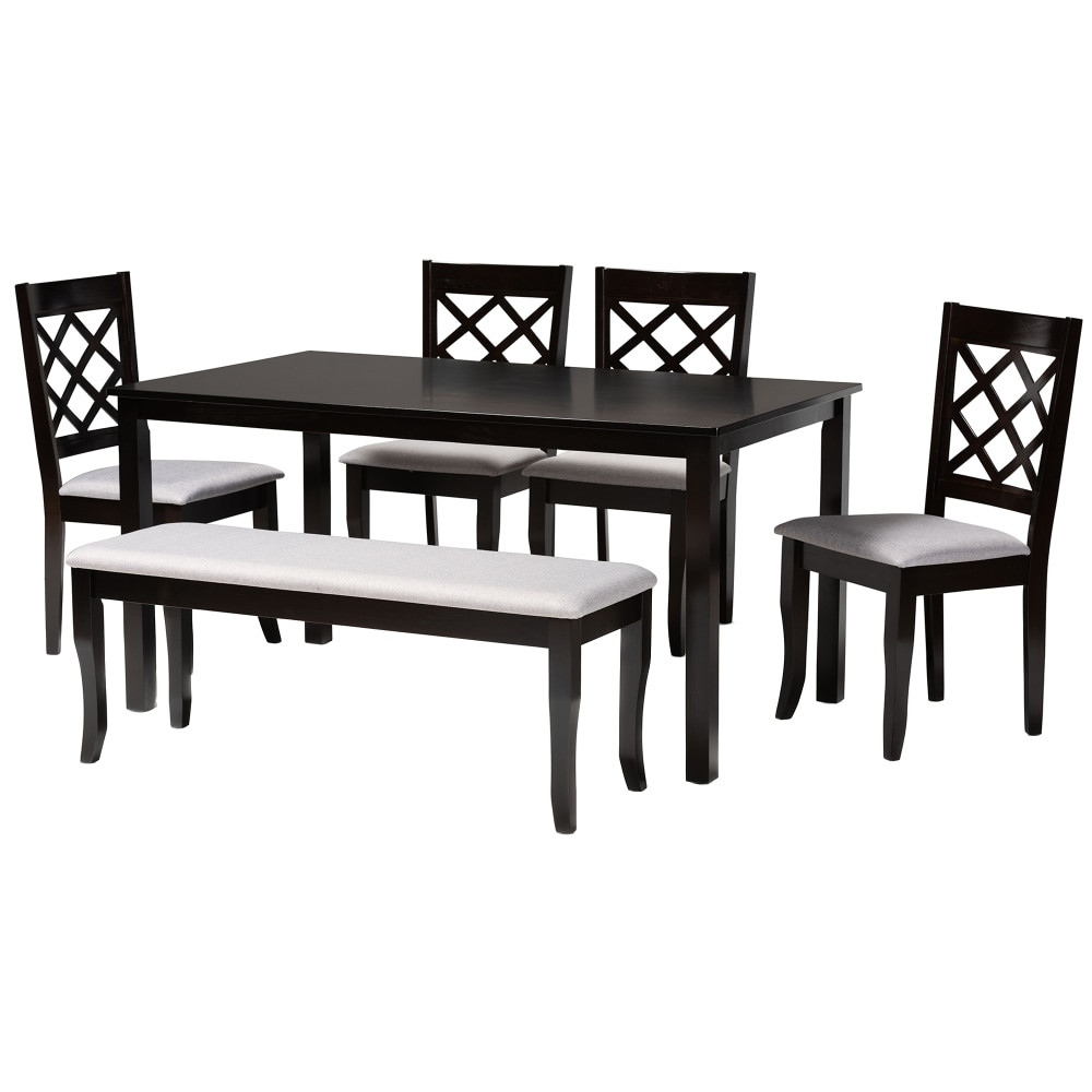WHOLESALE INTERIORS, INC. 2721-123534 Baxton Studio Andor 6-Piece Dining Set, 29-1/8inH x 59-1/16inD x 35-7/16inD, Gray/Dark Brown