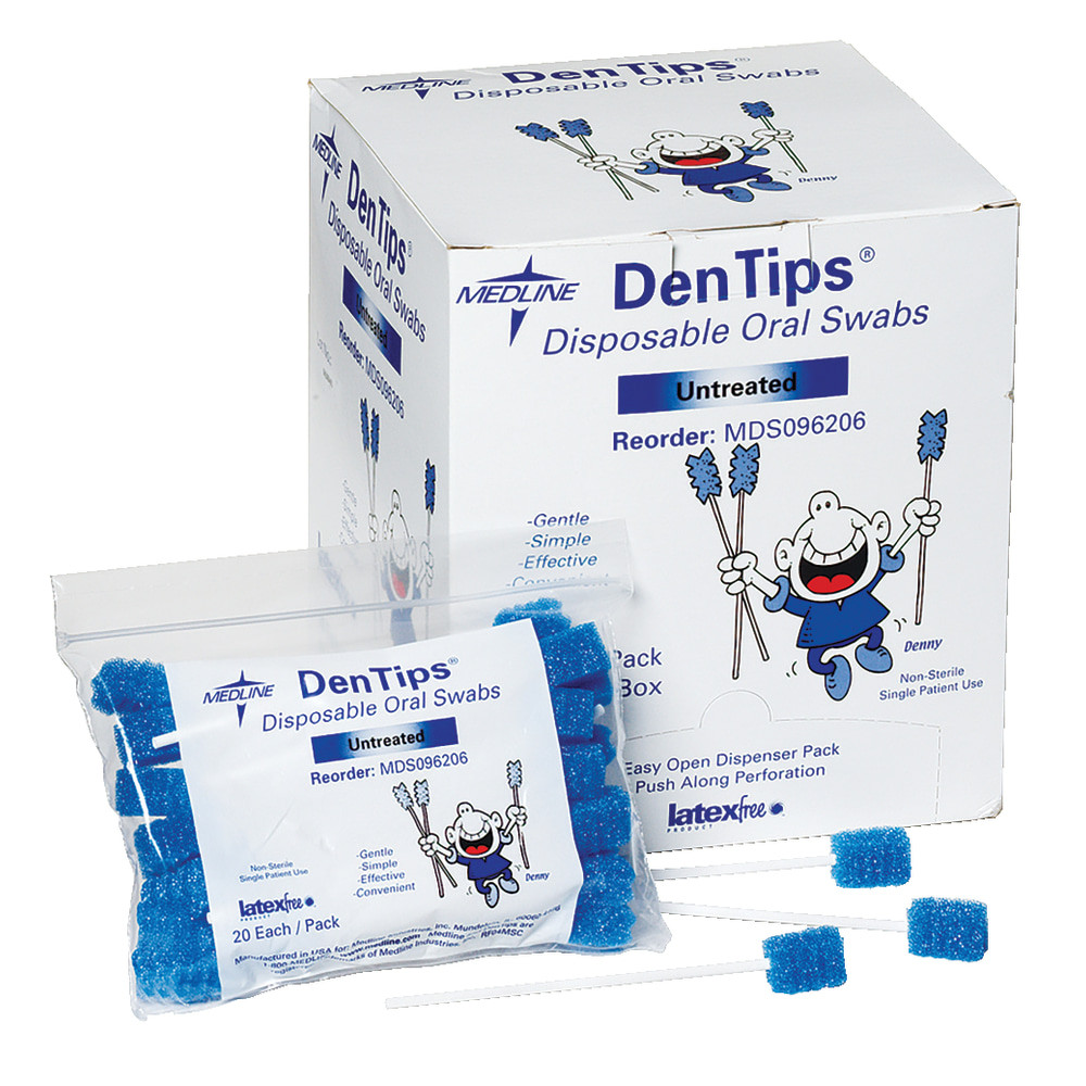 MEDLINE INDUSTRIES, INC. Medline MDS096208  DenTips Oral Swabsticks, Untreated, Blue, Case Of 1,000