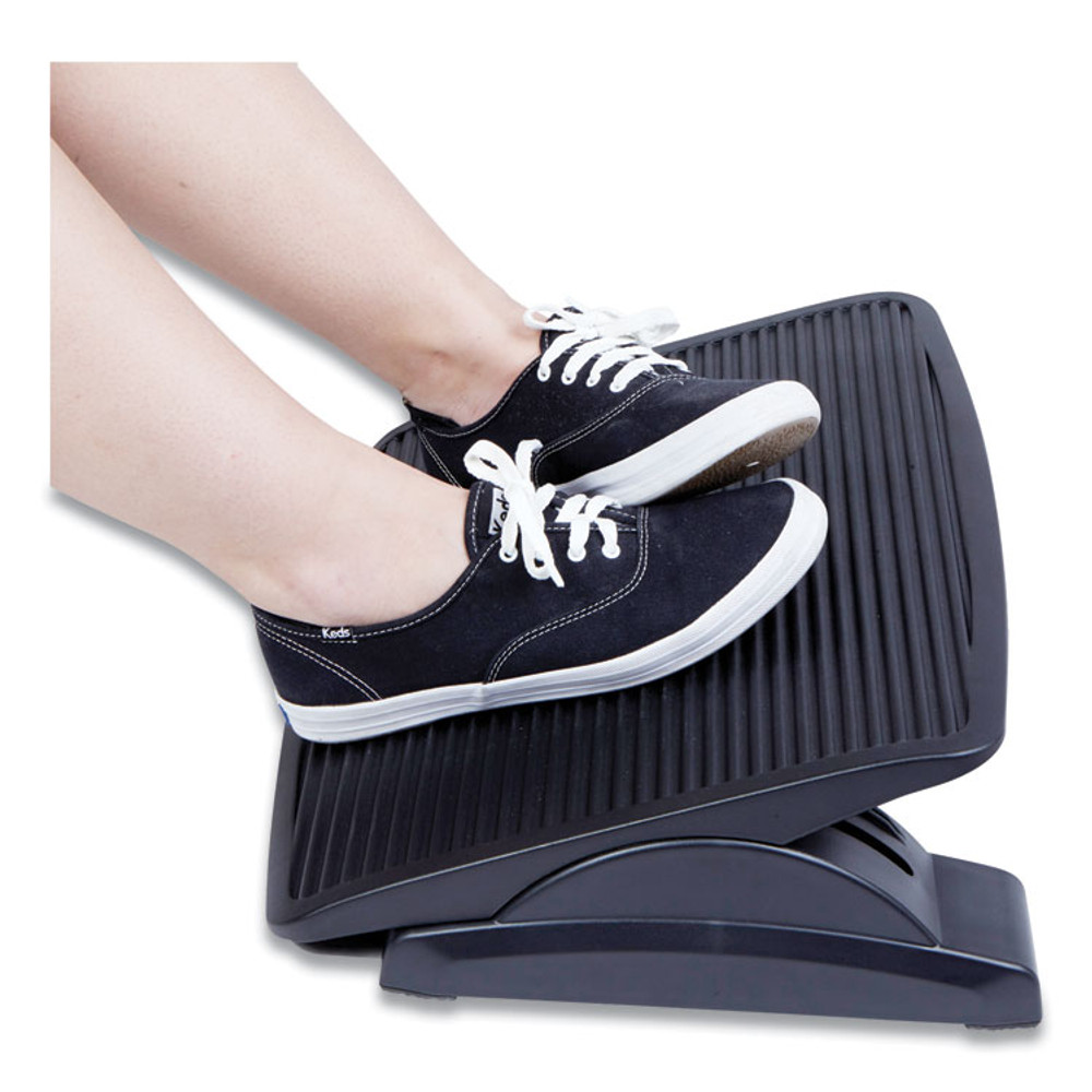 EMS MIND READER LLC FTLINEBLK Adjustable Height Ergonomic Footrest, 17.62w x 14d x 3.75h, Black