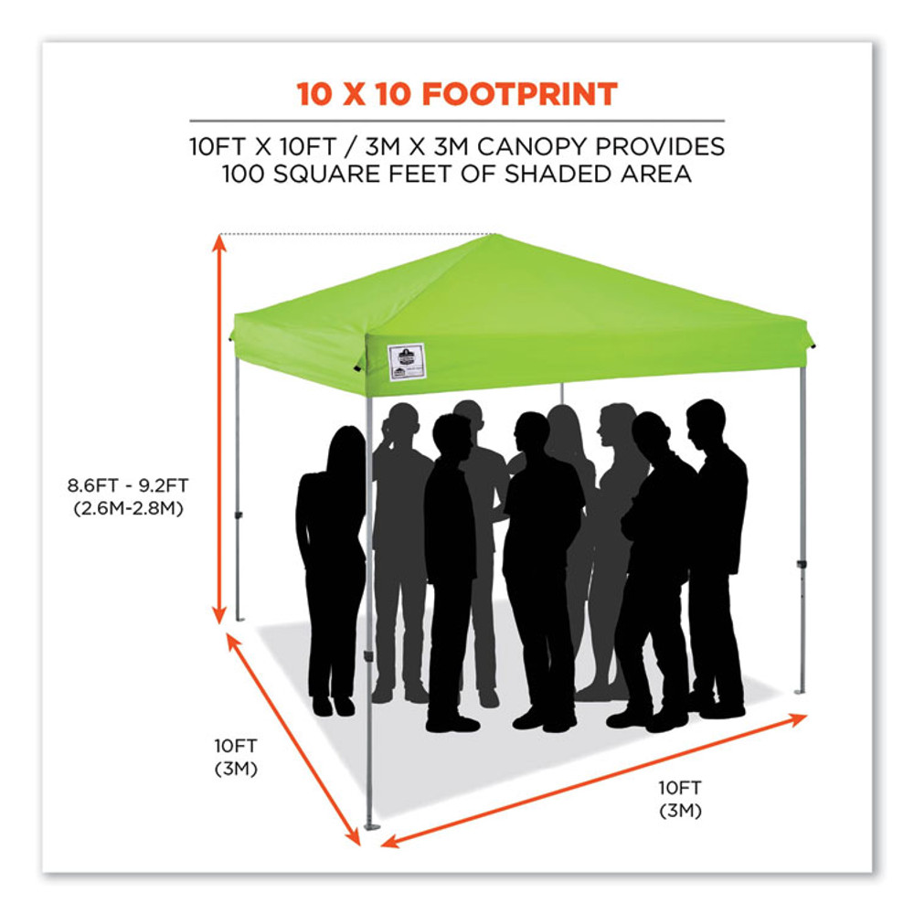 TENACIOUS HOLDINGS, INC. ergodyne® 12910 Shax 6010 Lightweight Pop-Up Tent, Single Skin, 10 ft x 10 ft, Polyester/Steel, Lime