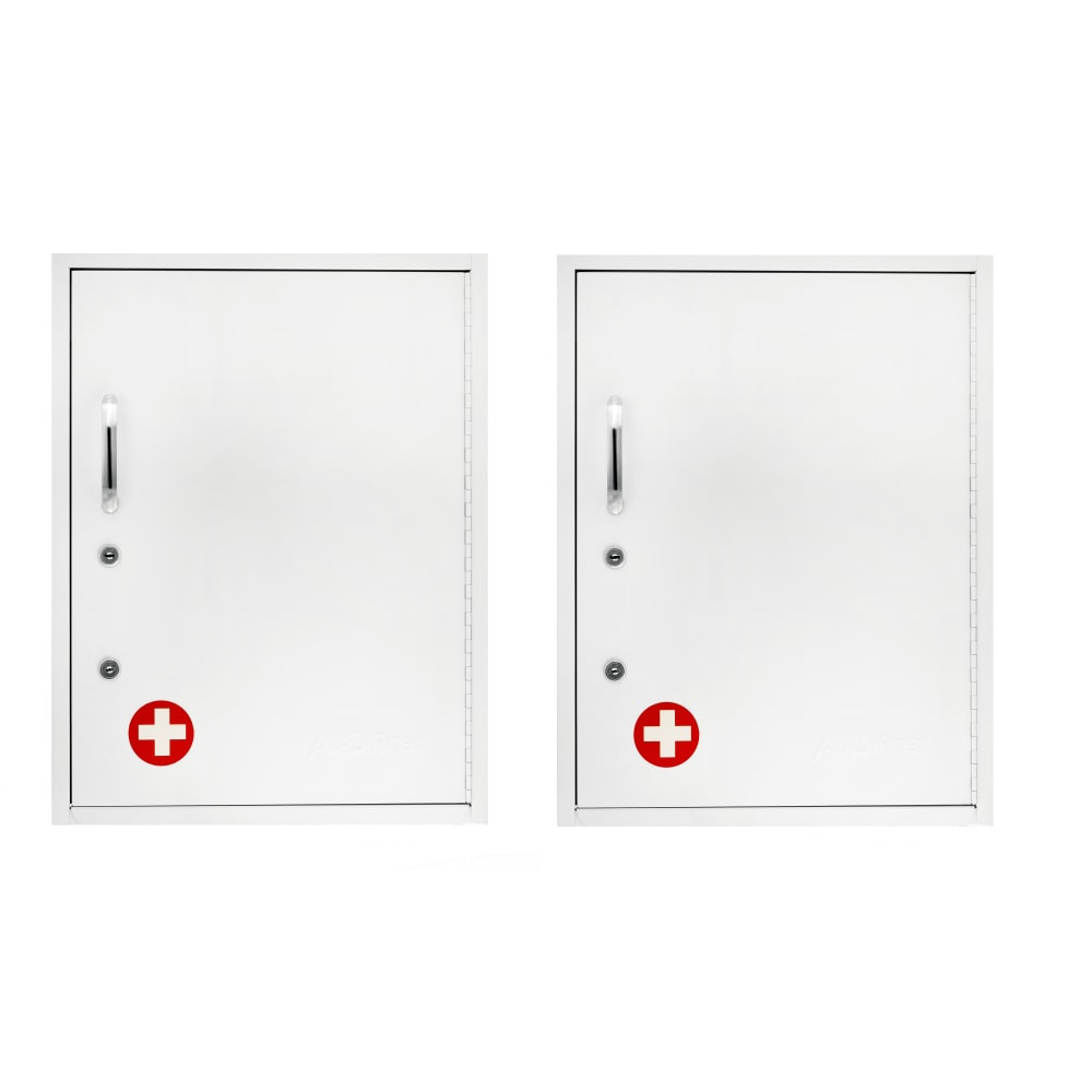 ADIR CORP. Alpine ADI999-06-WHI-2PK  AdirMed Dual Lock Surface-Mount Medical Security Cabinets, 21inH x 16inW x 6inD, White, Pack Of 2 Cabinets