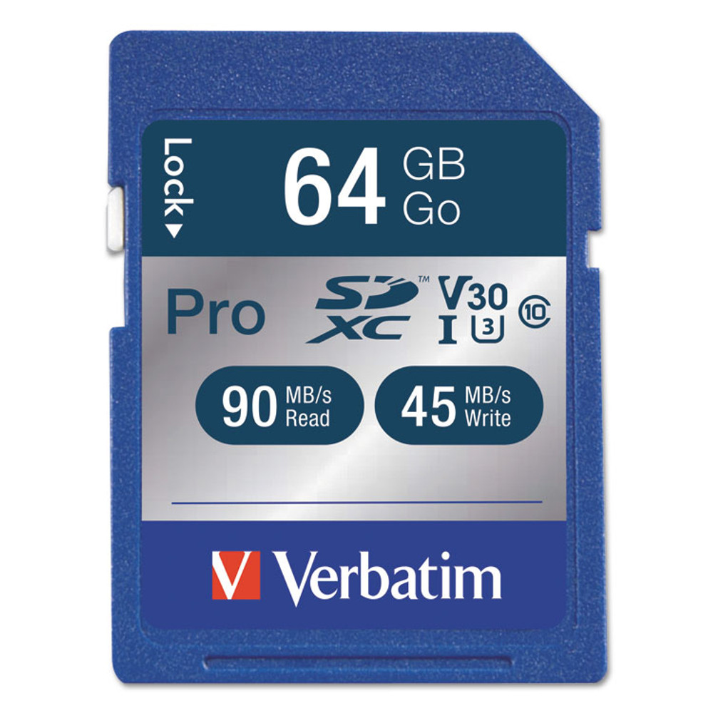 VERBATIM CORPORATION 98670 64GB Pro 600X SDXC Memory Card, UHS-I V30 U3 Class 10