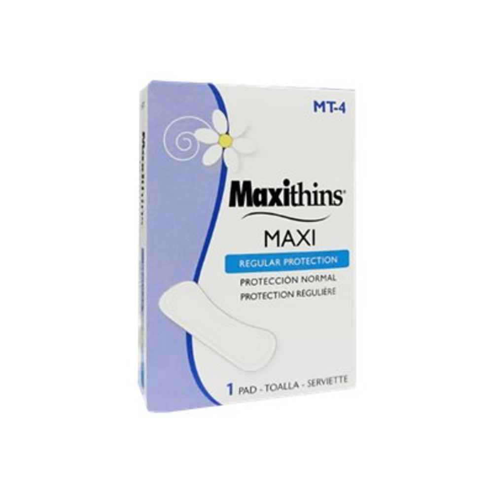 Provide guests with necessary sanitary napkins in high-traffic bathrooms with these MaxiThins pads from Hospeco. A multi-channel design provides singular absorbency.  Multi-channel design provides high-quality absorbency.  Individually packed in a #4 vending box.