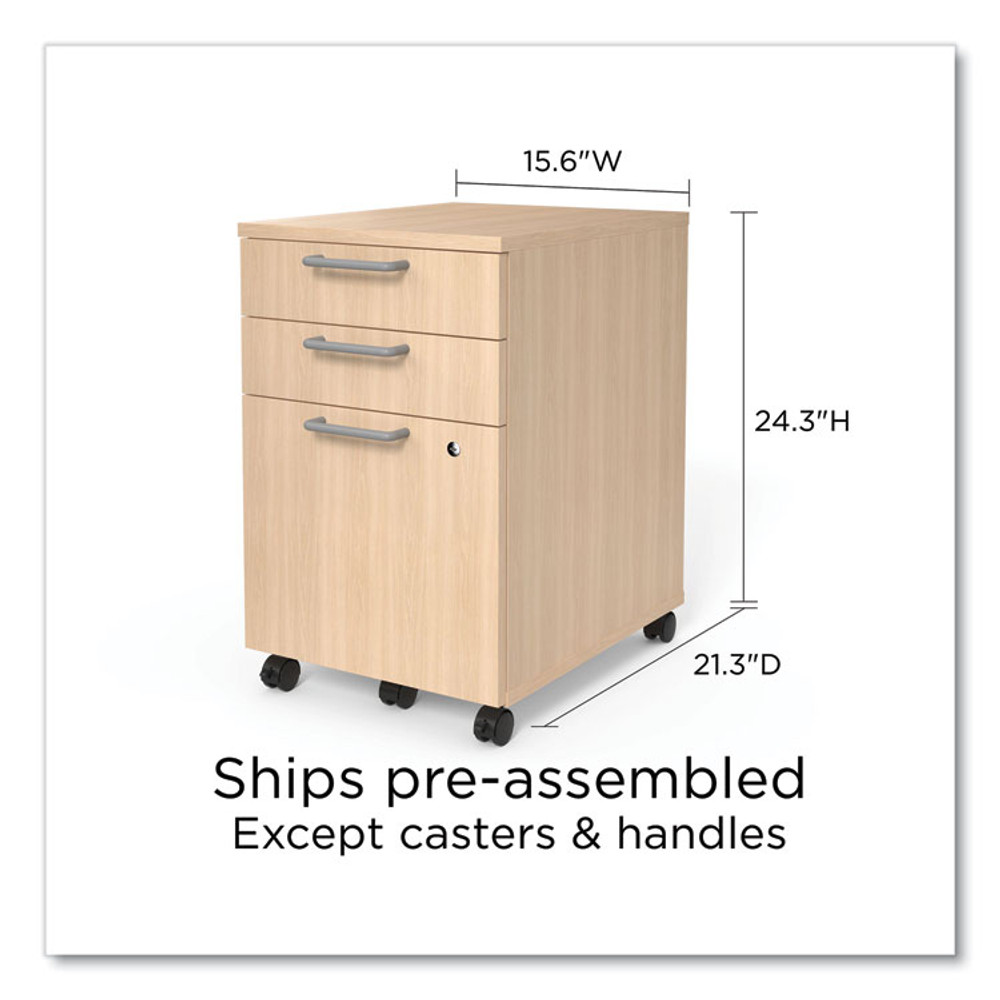 UNION & SCALE 45695CC Essentials Three-Drawer Mobile Pedestal File, 2 Box/1 Legal/Letter-Size File Drawers, Natural, 15.6" x 21.3" x 24.3"