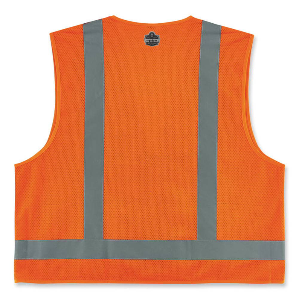 TENACIOUS HOLDINGS, INC. ergodyne® 24519 GloWear 8249Z-S Single Size Class 2 Economy Surveyors Zipper Vest, Polyester, 5X-Large, Orange