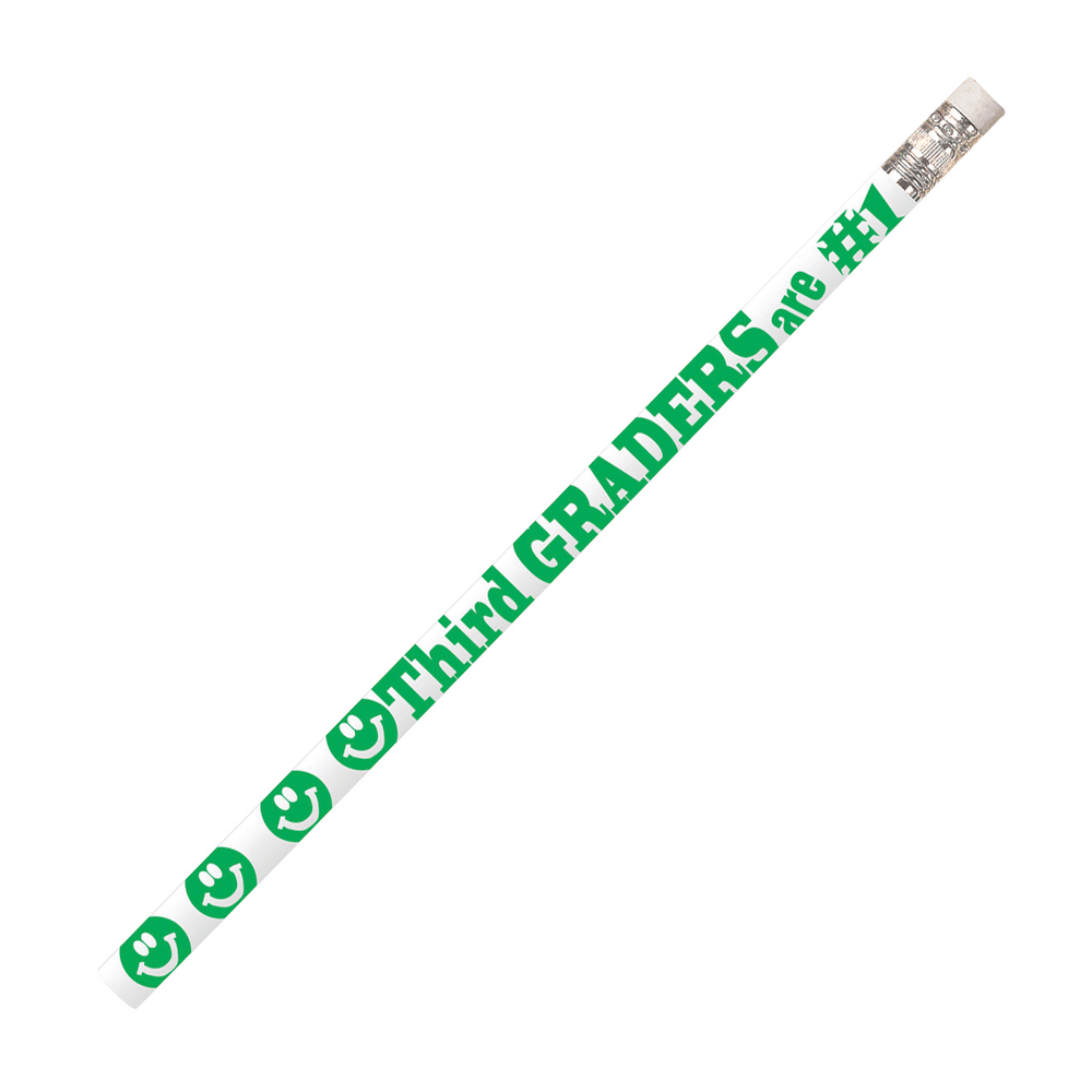 Musgrave Pencil Co. Inc. MUS2206D-12 Musgrave Pencil Co. Motivational Pencils, 2.11 mm, #2 Lead, 3rd Graders Are #1, Green/White, Pack Of 144