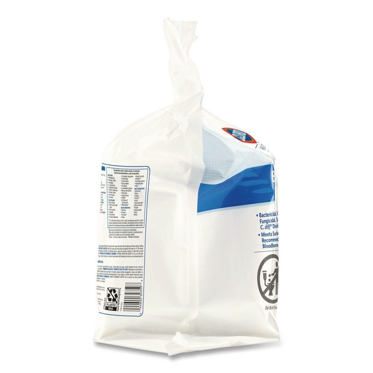 CLOROX SALES CO. Healthcare® 30359 Bleach Germicidal Wipes, Refill for Bucket, 1-Ply, 12 x 12, Unscented, White, 110/Pouch