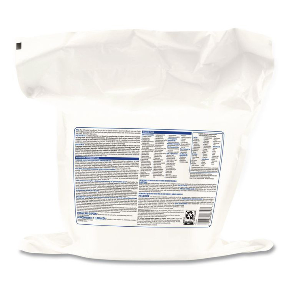 CLOROX SALES CO. Healthcare® 30359 Bleach Germicidal Wipes, Refill for Bucket, 1-Ply, 12 x 12, Unscented, White, 110/Pouch