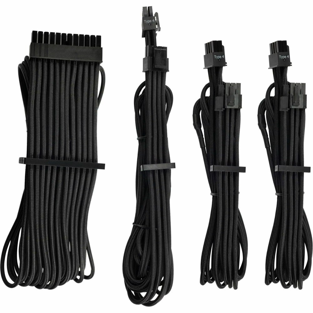 CORSAIR MEMORY, INC. Corsair CP-8920215  Premium Individually Sleeved PSU Cables Starter Kit Type 4 Gen 4 - Black - For Power Supply - Black - 4