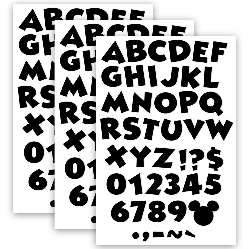 EDUCATORS RESOURCE Eureka EU-845666-3  4in Deco Letters, Mickey Mouse Throwback Black, 216 Letters Per Pack, Set Of 3 Packs