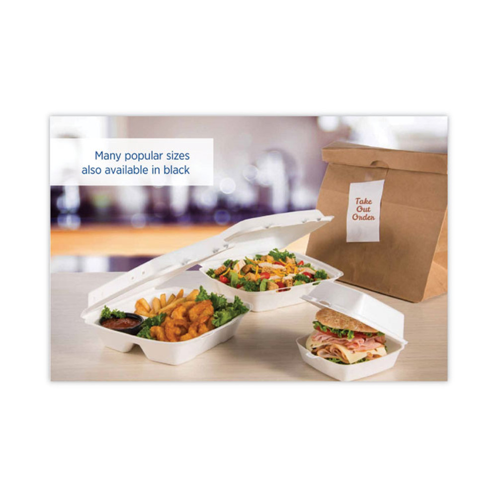 DART 90HT1 Insulated Foam Hinged Lid Containers, 9.01 x 9.4 x 3, White, 100/Pack, 2 Packs/Carton