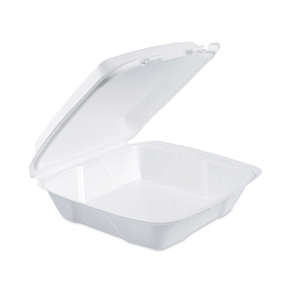 DART 90HT1 Insulated Foam Hinged Lid Containers, 9.01 x 9.4 x 3, White, 100/Pack, 2 Packs/Carton