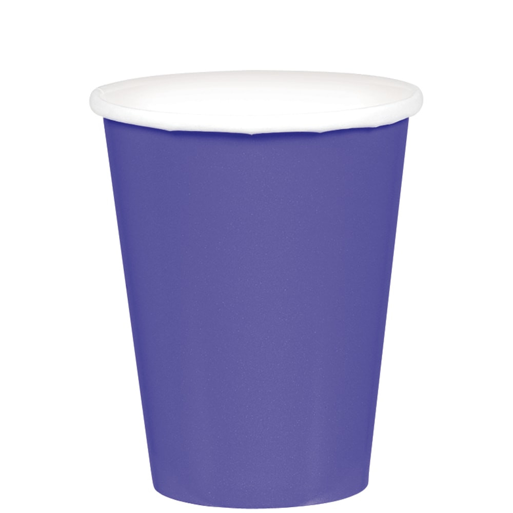 AMSCAN CO INC Amscan 68015.106  68015 Solid Paper Cups, 9 Oz, Purple, 20 Cups Per Pack, Case Of 6 Packs