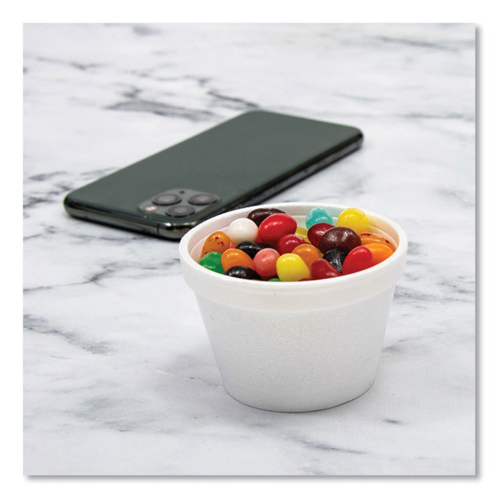 DART 4J6 Bowl Containers, 4 oz, White, Foam, 1,000/Carton