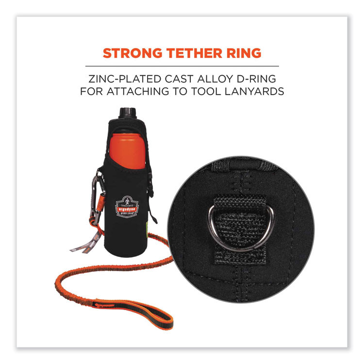 TENACIOUS HOLDINGS, INC. ergodyne® 19776 Squids 3775 Can + Bottle Holder Trap, Large, 3.62 x 7.25 x 2.5, Neoprene, Black