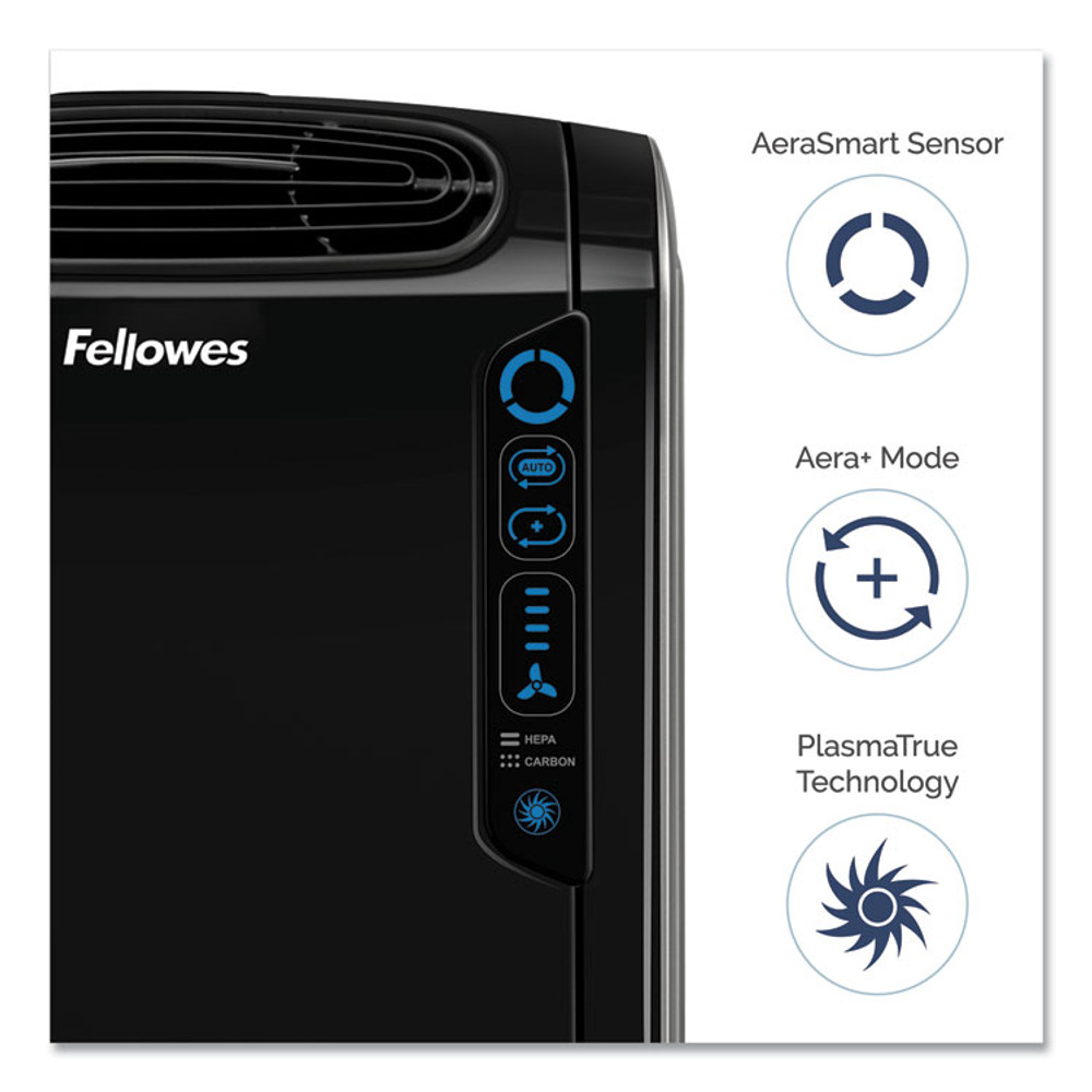 FELLOWES MFG. CO. 9286101 HEPA and Carbon Filtration Air Purifiers, 200 to 400 sq ft Room Capacity, Black