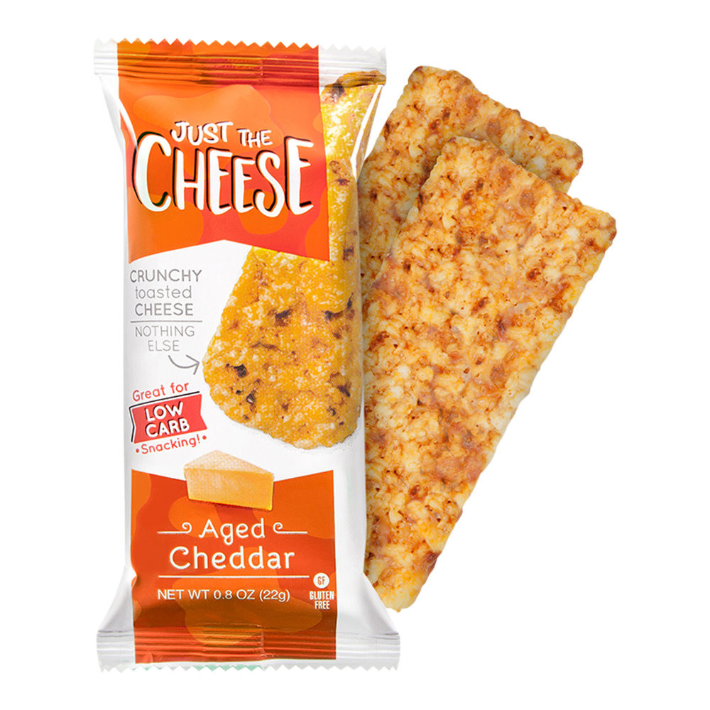 JUST THE CHEESE 44950  Aged Cheddar Bars, 0.08 Oz, 2 Bars Per Pack, Carton Of 24 Packs