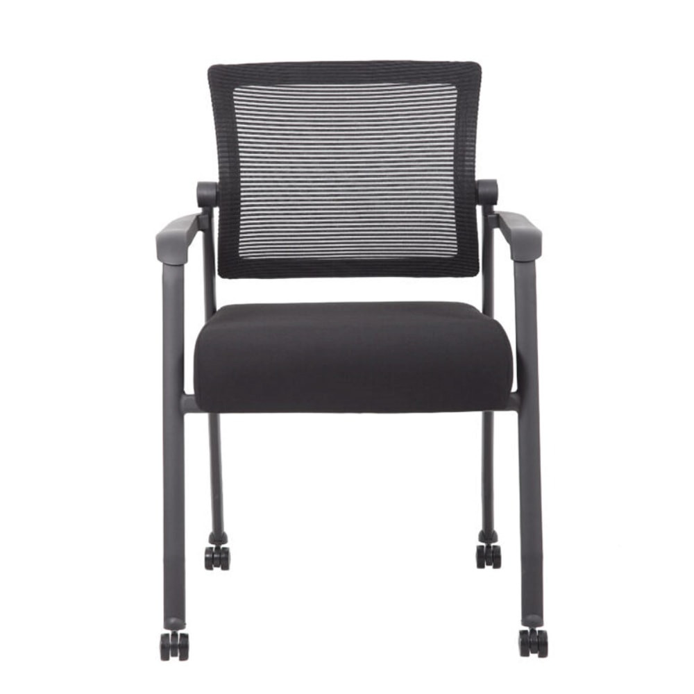 NORSTAR OFFICE PRODUCTS INC. Boss Office Products B6889R-BK  4-Legged Guest Chair With Casters, Black