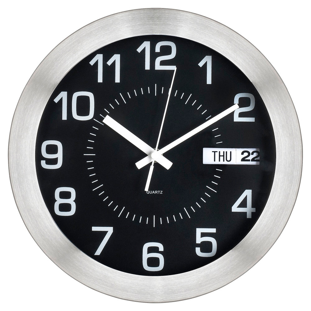 OFFICE DEPOT Realspace ODX963  Round Wall Clock, 11in, Brushed Silver