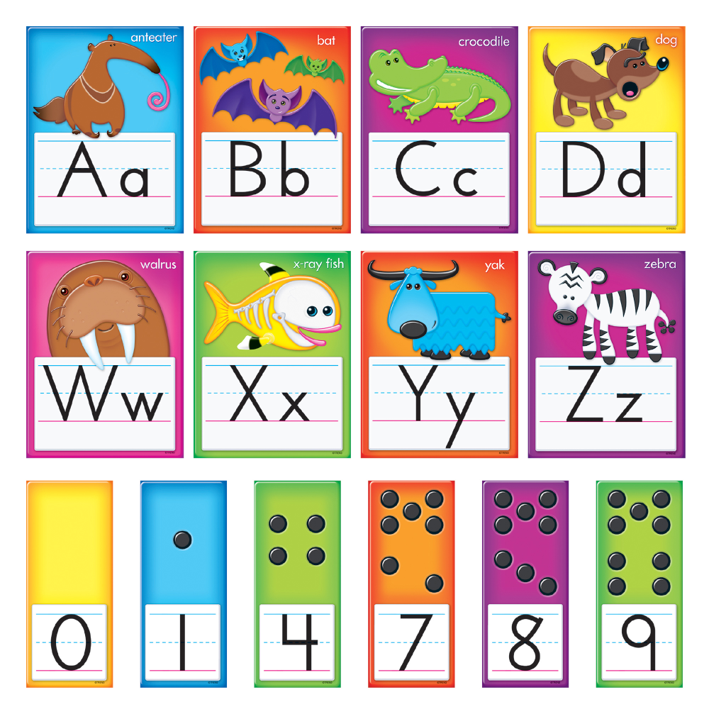 TREND ENTERPRISES INC Trend T-8265  Awesome Animals Manuscript Alphabet Bulletin Board Set, 6 1/2in x 8 1/2in, Multicolor, Pre-K - Grade 2