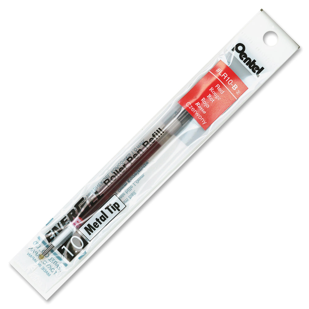 PENTEL OF AMERICA, LTD. LR10B Pentel EnerGel Liquid Gel Pen Refills, Bold Point, 1.0 mm, Red Ink