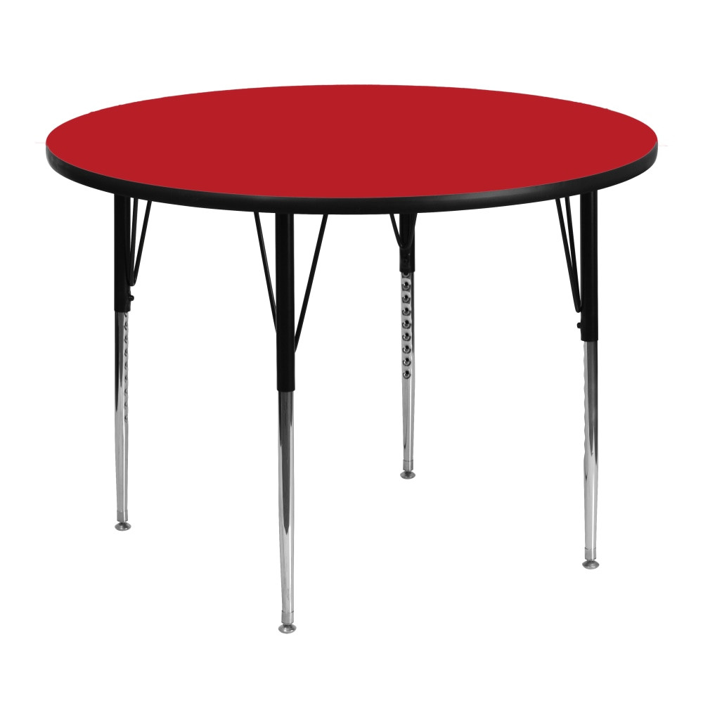 FLASH FURNITURE XUA48RNDREDHA  48ft" Round HP Laminate Activity Table With Standard Height-Adjustable Legs, Red
