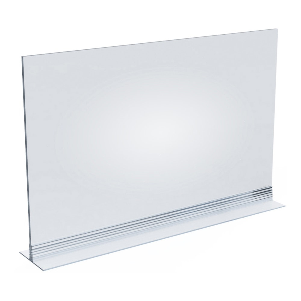 AZAR DISPLAYS 102709  Acrylic T-Strip Horizontal Sign Holders, 11in x 17in, Clear, Pack Of 10 Sign Holders