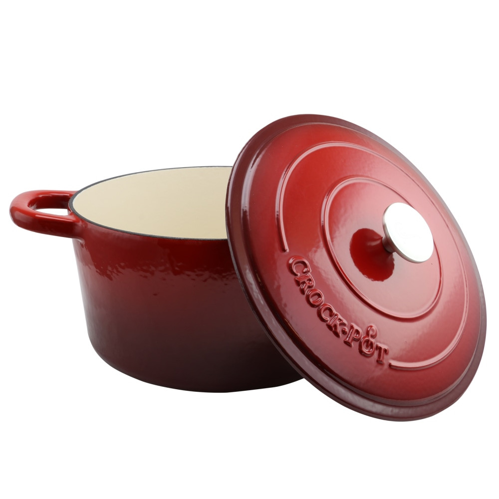 GIBSON OVERSEAS INC. 995100765M Crock-Pot Artisan 7-Quart Round Cast Iron Dutch Oven, Scarlet Red