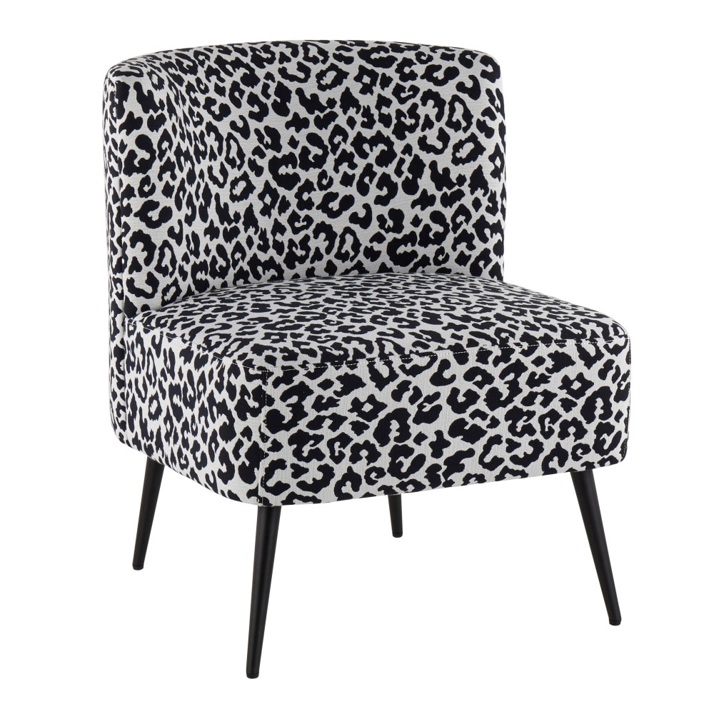 LUMISOURCE, LLC CH-FRANLEP BKBK LumiSource Fran Slipper Chair, Black/Black Leopard