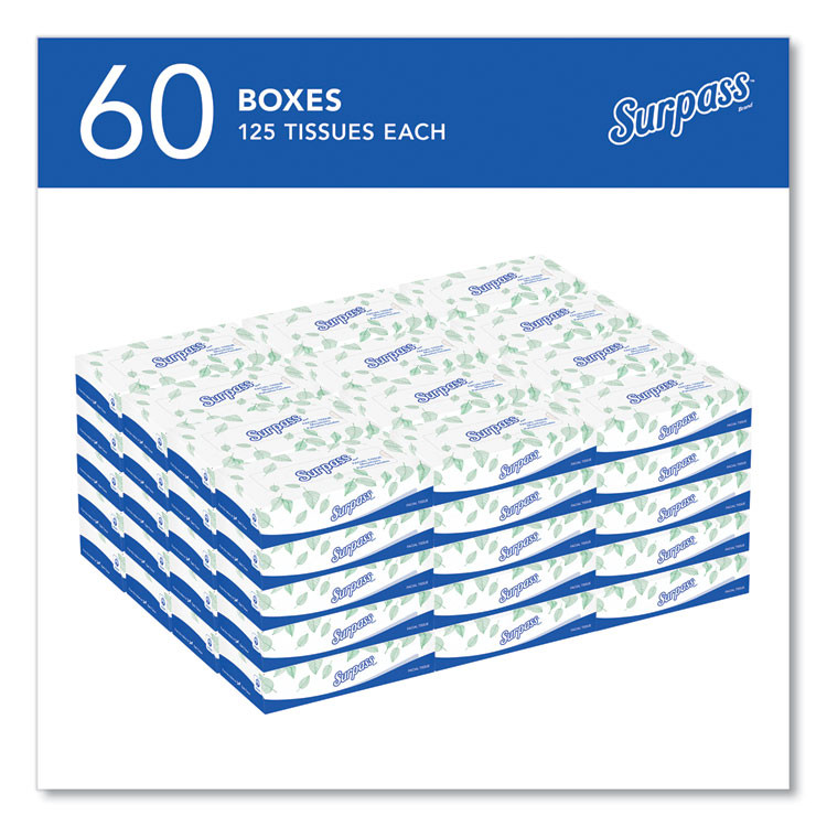 KIMBERLY CLARK Surpass® 21390 Facial Tissue for Business, 2-Ply, White, 125 Sheets/Box, 60 Boxes/Carton