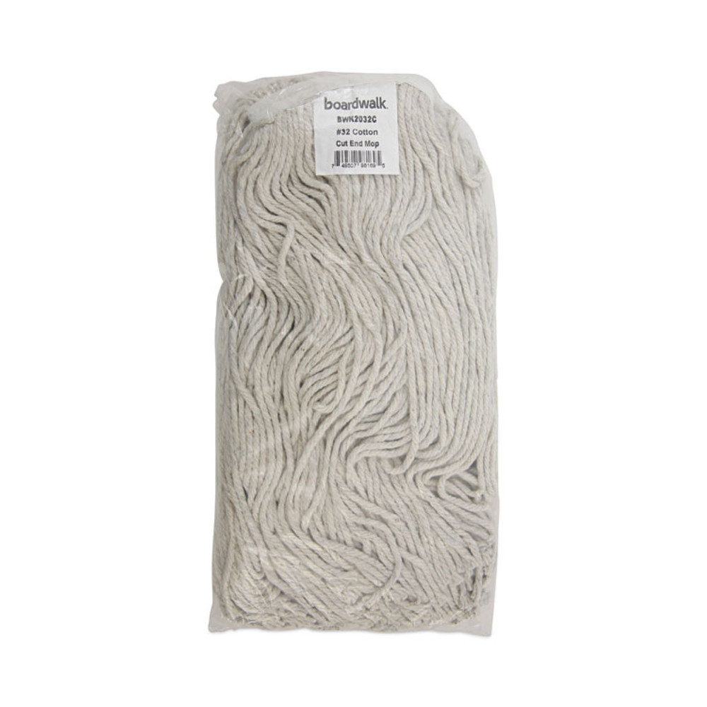 BOARDWALK 2032CEA Cut-End Wet Mop Head, Cotton, #32, White