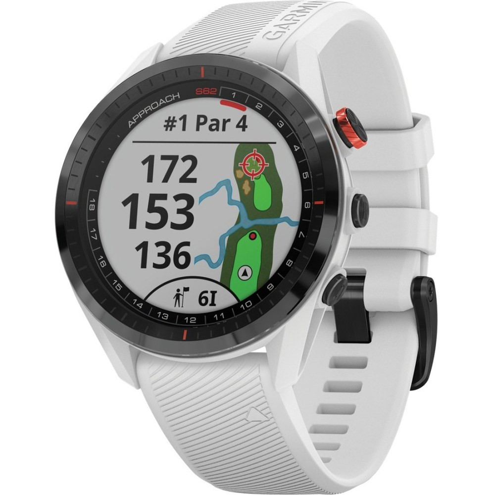 GARMIN INTERNATIONAL, INC. Garmin 010-02200-01  Approach S62 GPS Watch - White Band - Ceramic, Glass Bezel, Lens - Silicone Band - Water Resistant, Scratch Resistant - 164.04 ft Water Resistant