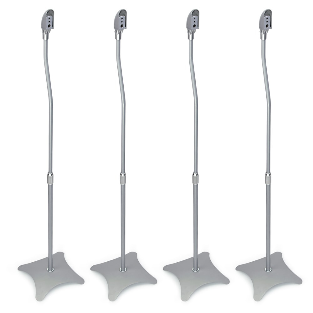 TRANSFORM PARTNERS LLC Mount-It! MI-1214S  MI-1214S Home Theater Speaker Stands, 28inH x 5-5/16inW x 8-1/2inD, Silver, Set Of 4 Stands