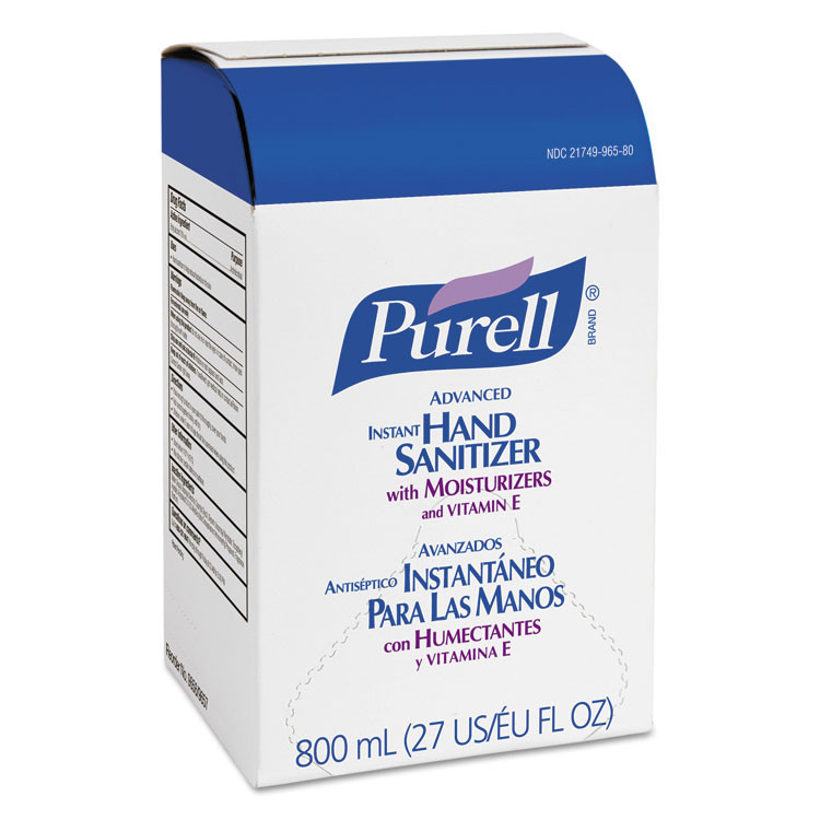 GO-JO INDUSTRIES PURELL® 965712 Advanced Hand Sanitizer Gel, Bag-in-Box, 800 mL Refill, Unscented, 12/Carton