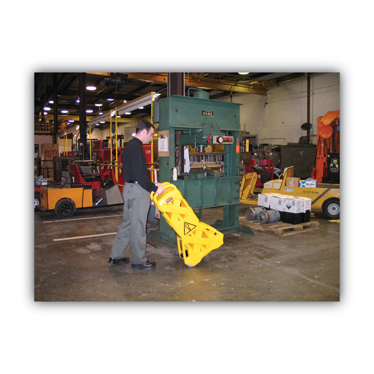 RUBBERMAID COMMERCIAL PROD. 9S1100YEL Portable Mobile Safety Barrier, Plastic, 13 ft x 40", Yellow